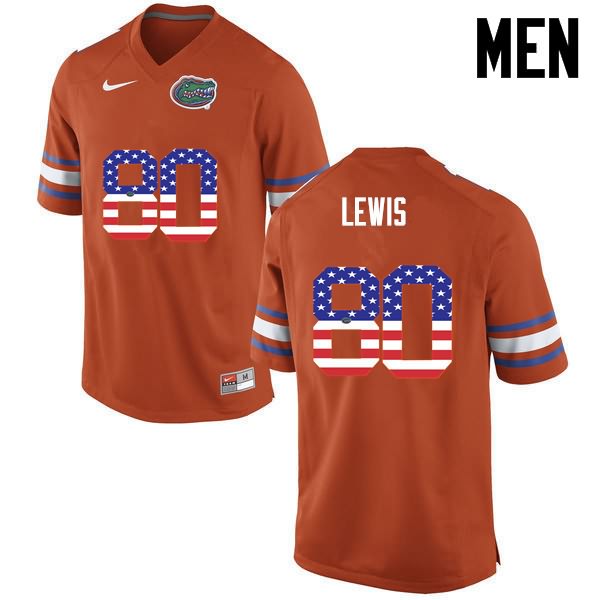 NCAA Florida Gators C'yontai Lewis Men's #80 USA Flag Fashion Nike Orange Stitched Authentic College Football Jersey MFJ7664BA